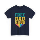 Free Dad Hugs Pride Rainbow T-Shirt - Navy