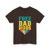 Free Dad Hugs Rainbow Pride T-Shirt - Dark Chocolate