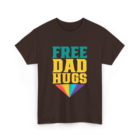 Free Dad Hugs Rainbow Pride T-Shirt - Dark Chocolate