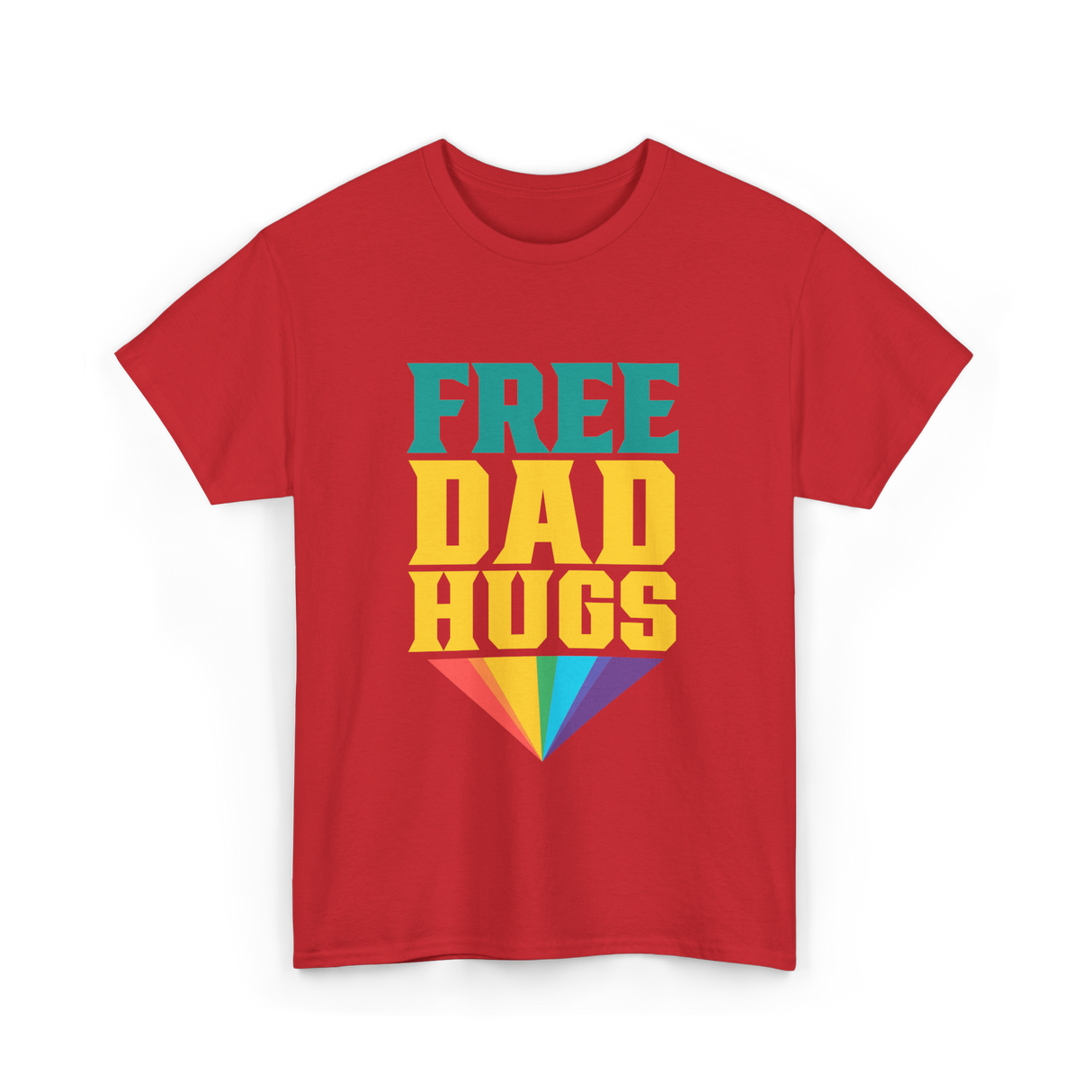 Free Dad Hugs Rainbow Pride T-Shirt - Red