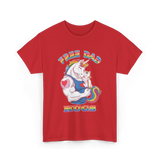 Free Dad Hugs Unicorn Pride T-Shirt - Red