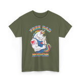 Free Dad Hugs Unicorn Pride T-Shirt - Military Green