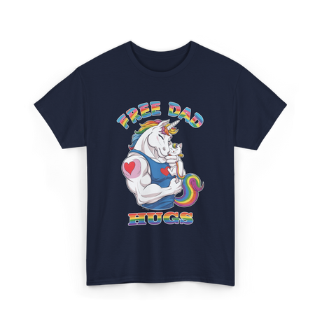 Free Dad Hugs Unicorn Pride T-Shirt - Navy