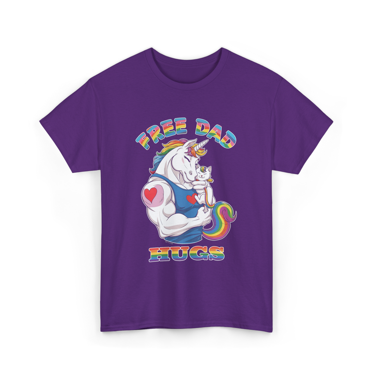 Free Dad Hugs Unicorn Pride T-Shirt - Purple