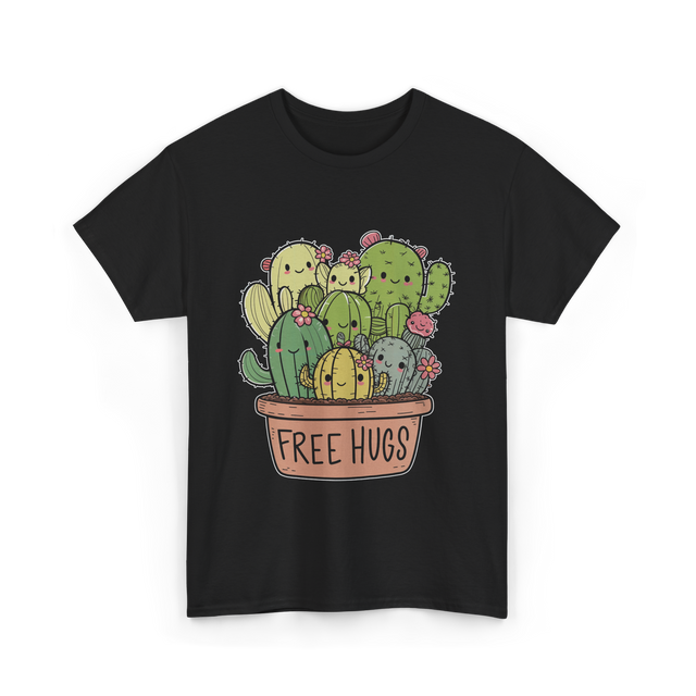 Free Hugs Cactus Cacti T-Shirt - Black