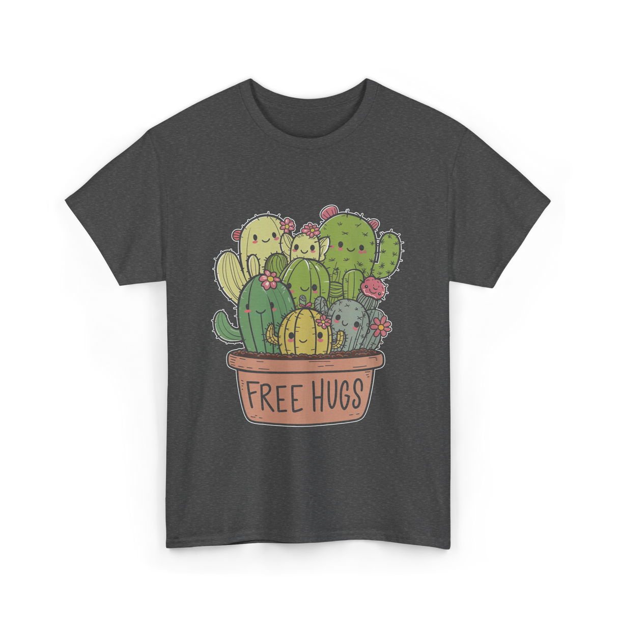 Free Hugs Cactus Cacti T-Shirt - Dark Heather