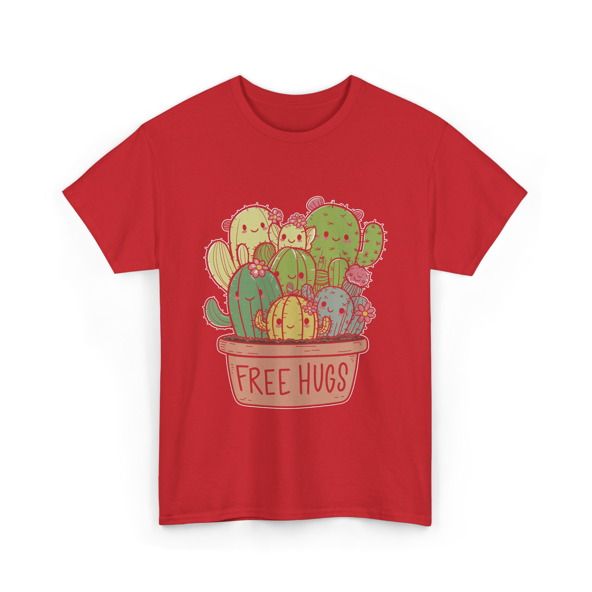 Free Hugs Cactus Cacti T-Shirt - Red