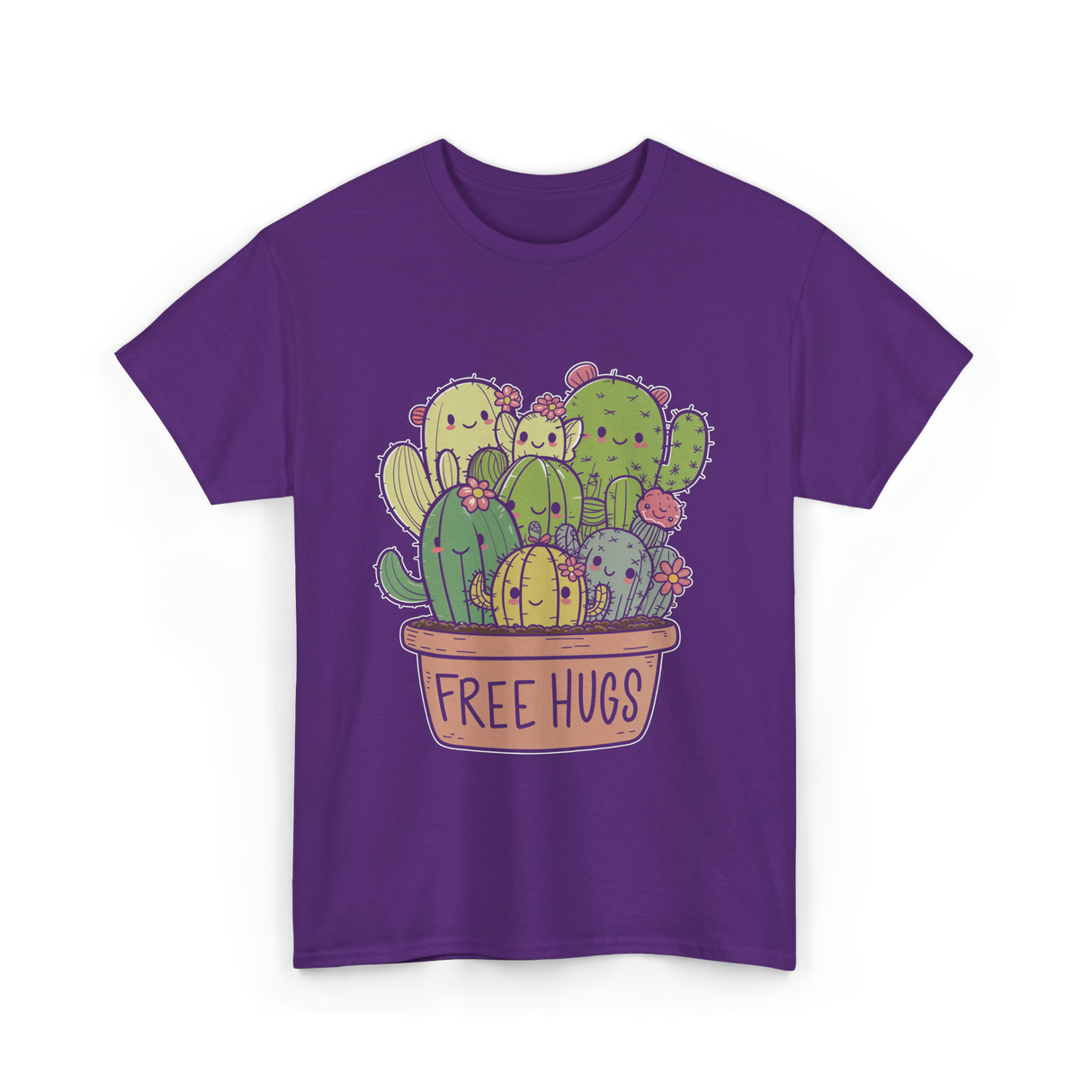 Free Hugs Cactus Cacti T-Shirt - Purple