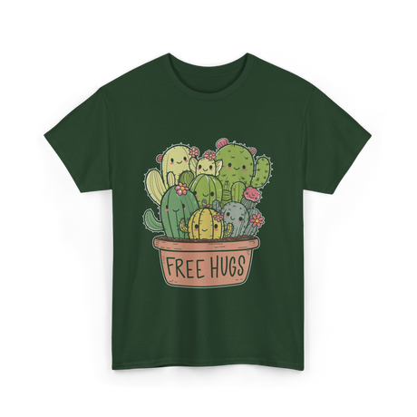 Free Hugs Cactus Cacti T-Shirt - Forest Green