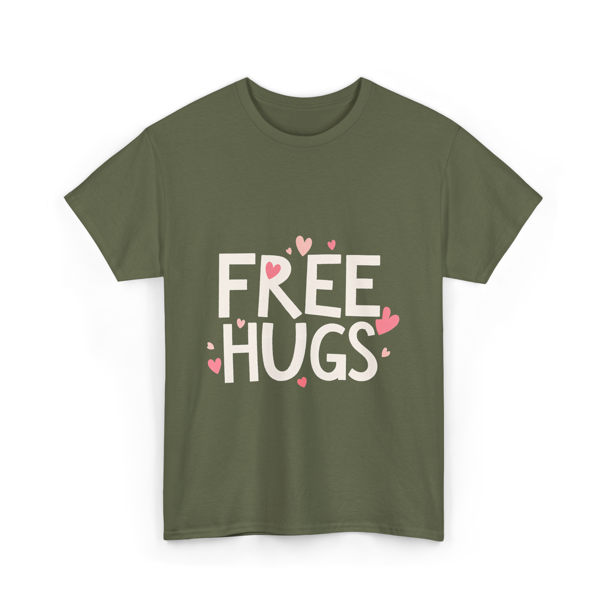 Free Hugs Kindness Love T-Shirt - Military Green