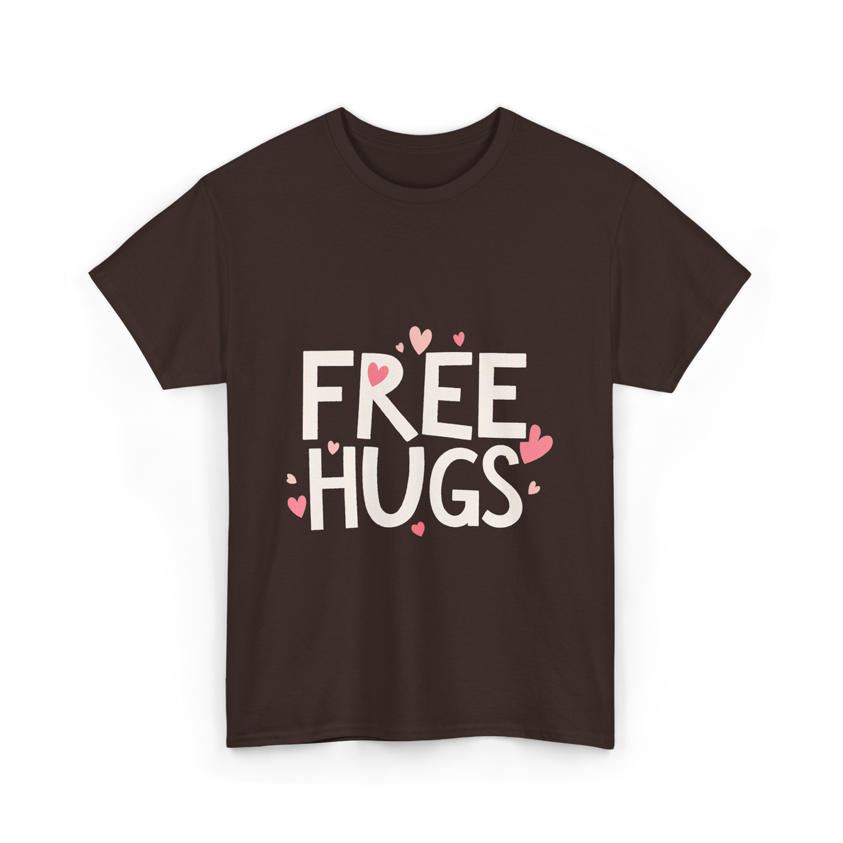 Free Hugs Kindness Love T-Shirt - Dark Chocolate