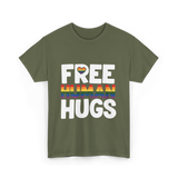 Free Human Hugs Pride T-Shirt - Military Green