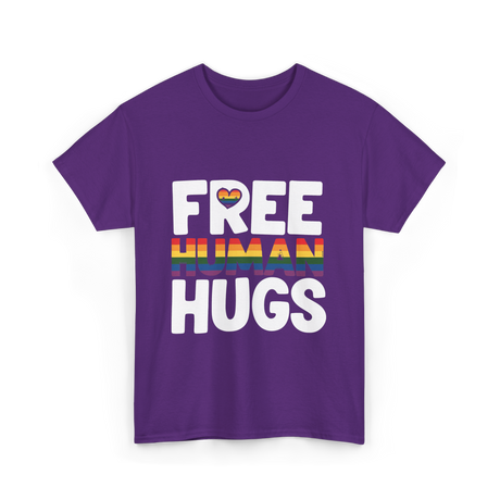 Free Human Hugs Pride T-Shirt - Purple