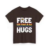 Free Human Hugs Pride T-Shirt - Dark Chocolate