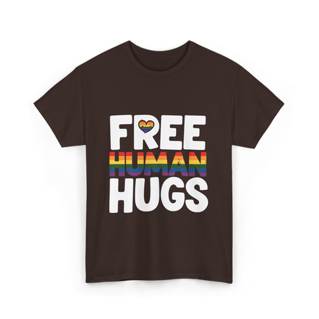 Free Human Hugs Pride T-Shirt - Dark Chocolate