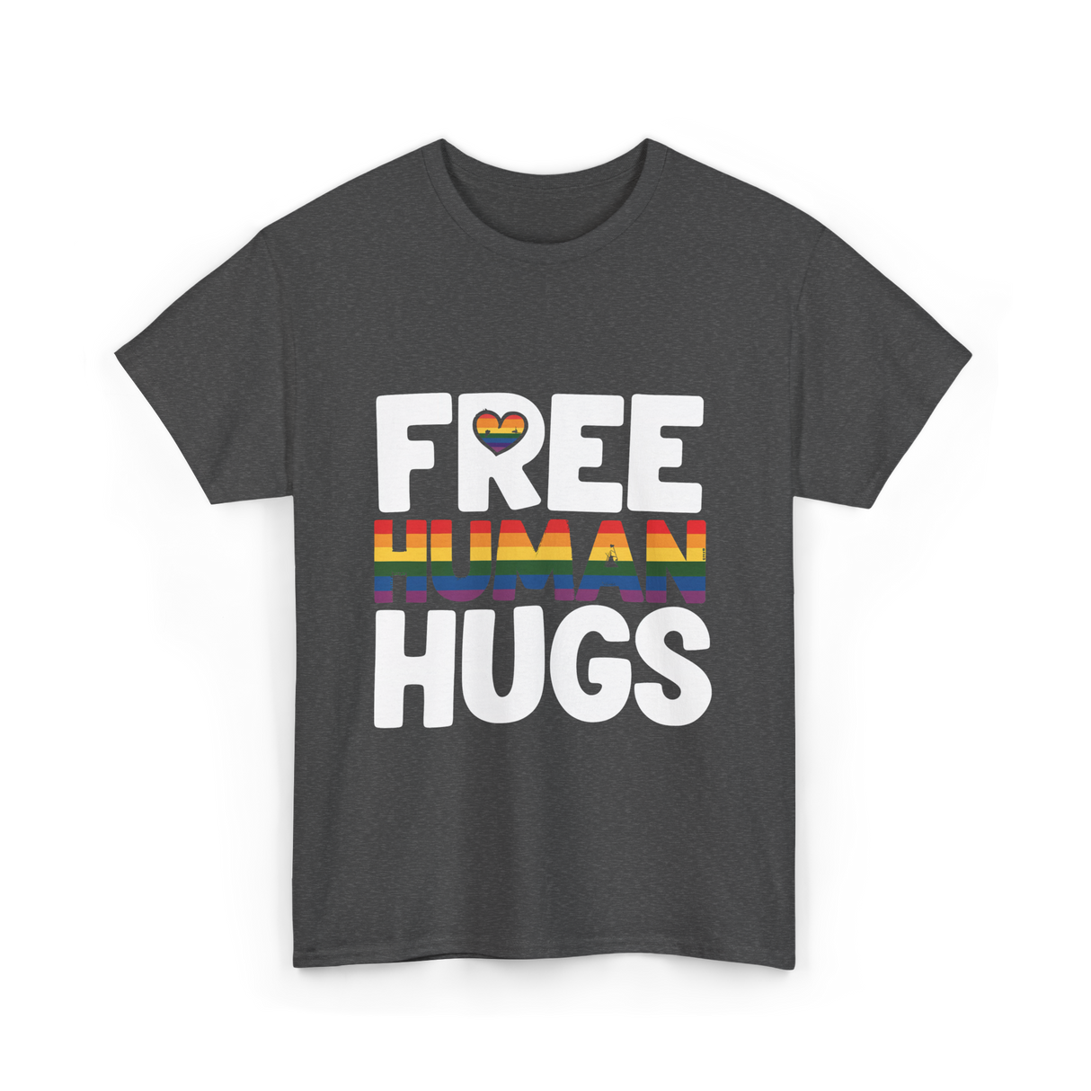 Free Human Hugs Pride T-Shirt - Dark Heather