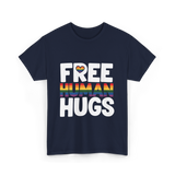 Free Human Hugs Pride T-Shirt - Navy