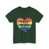 Free Mom Hugs LGBT Pride Love T-Shirt - Forest Green