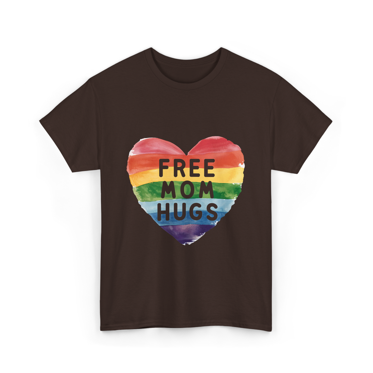 Free Mom Hugs LGBT Pride Love T-Shirt - Dark Chocolate