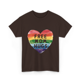 Free Mom Hugs LGBT Pride Love T-Shirt - Dark Chocolate