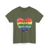 Free Mom Hugs LGBT Pride Love T-Shirt - Military Green