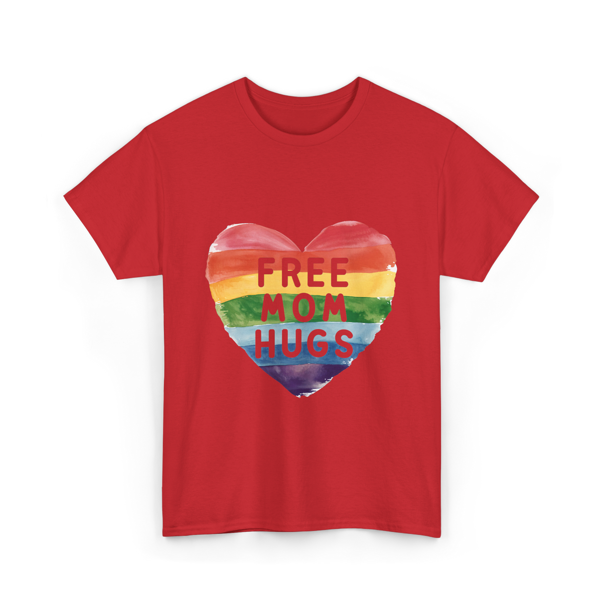 Free Mom Hugs LGBT Pride Love T-Shirt - Red