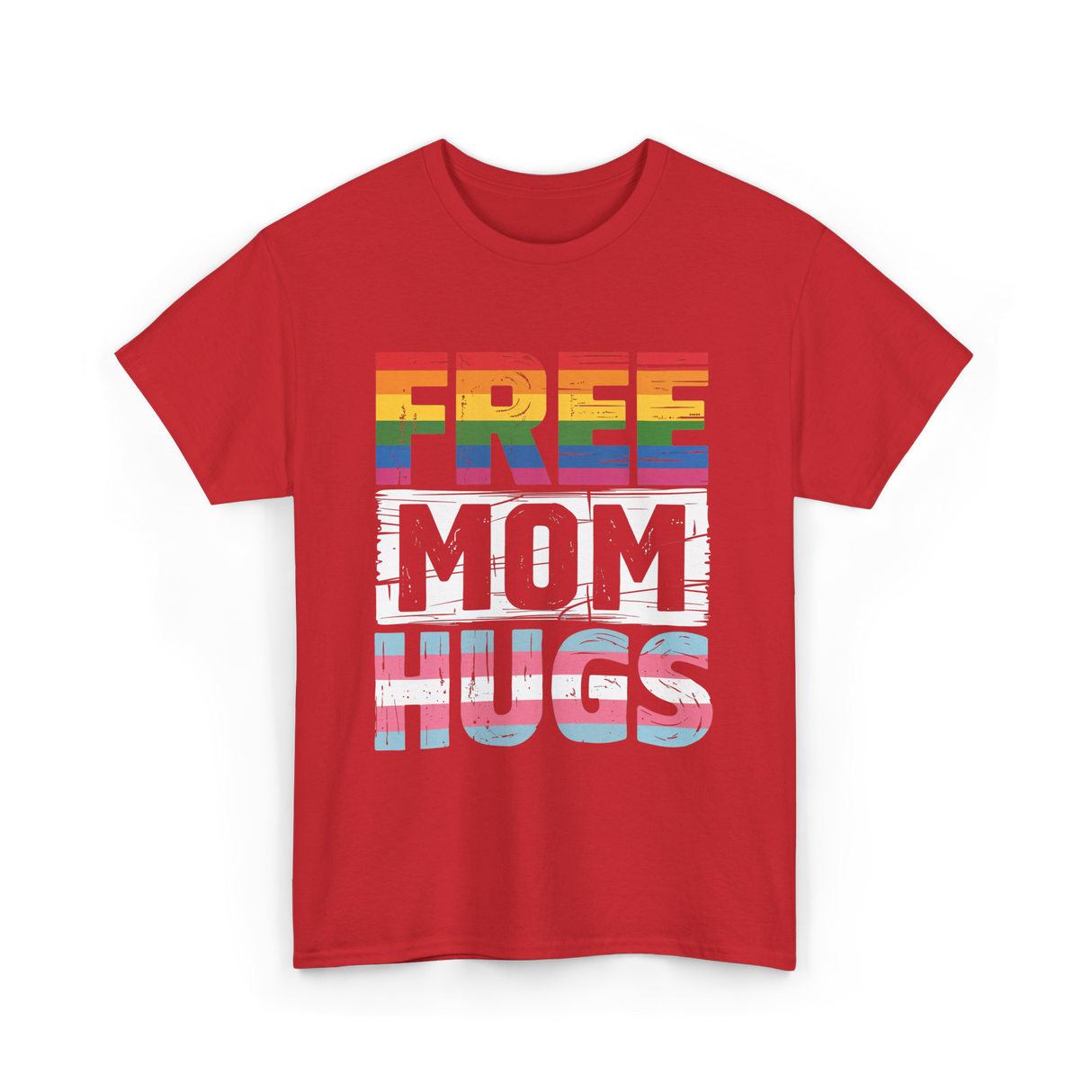 Free Mom Hugs LGBTQ Ally T-Shirt - Red