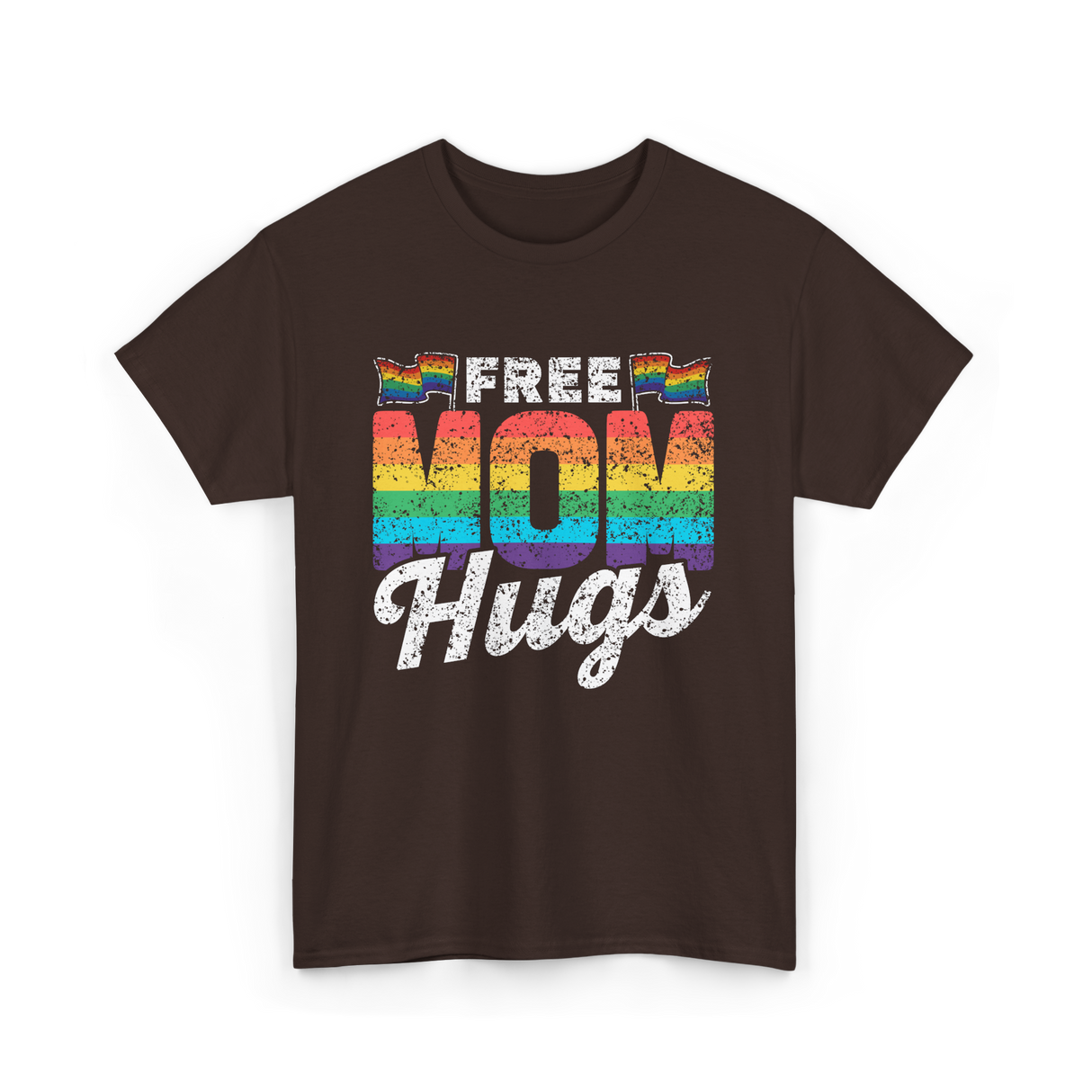 Free Mom Hugs LGBTQ Pride T-Shirt - Dark Chocolate