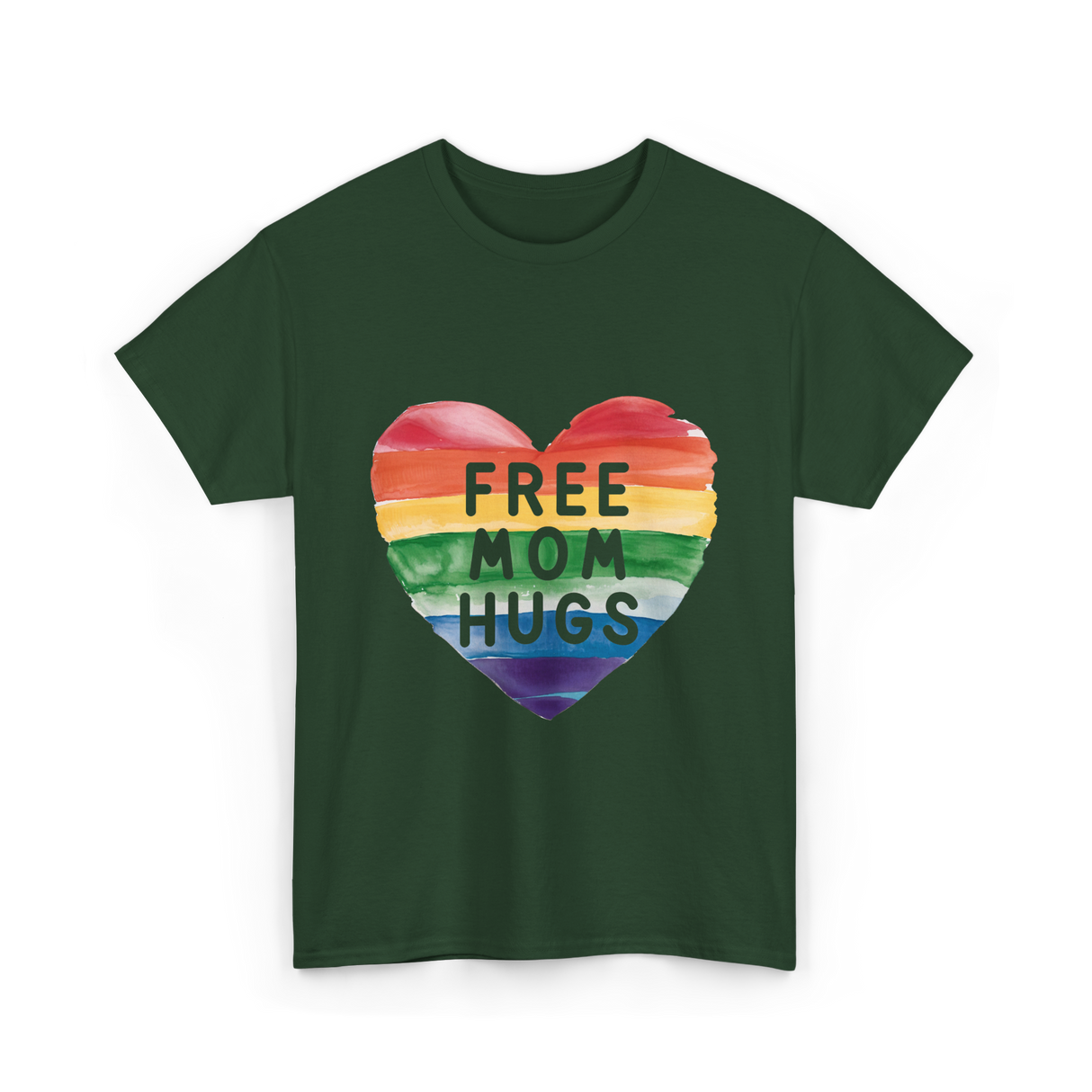 Free Mom Hugs LGBTQ Pride T-Shirt - Forest Green