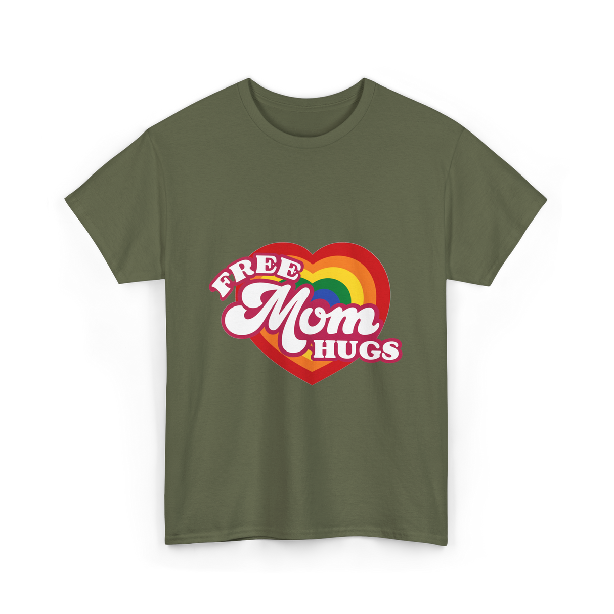 Free Mom Hugs LGBTQ Pride T-Shirt - Military Green