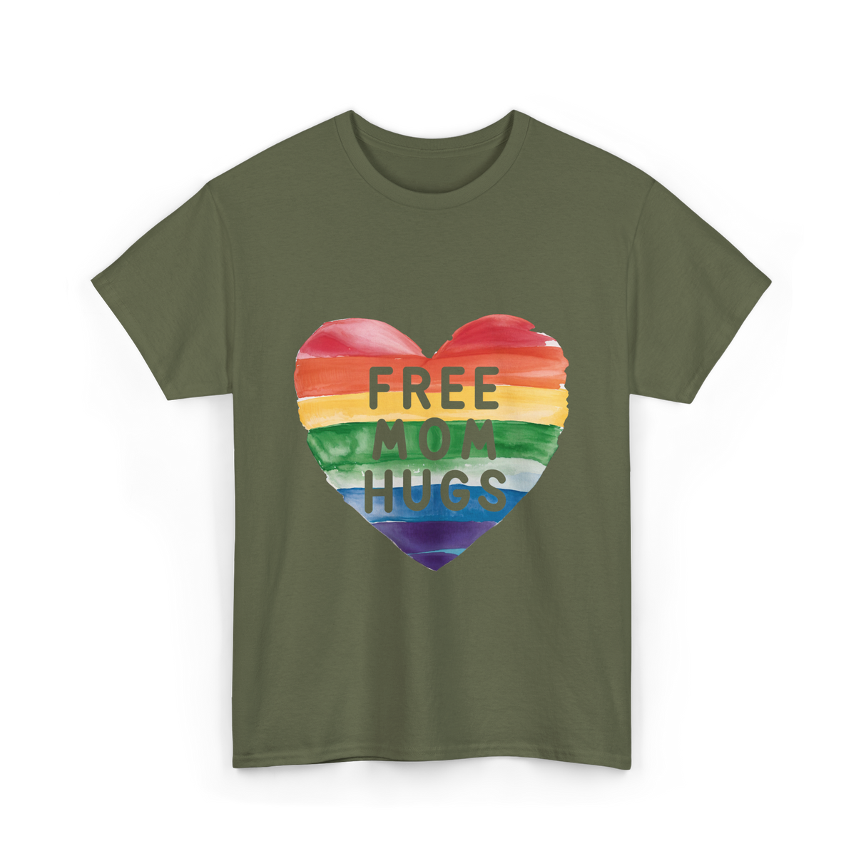 Free Mom Hugs LGBTQ Pride T-Shirt - Military Green