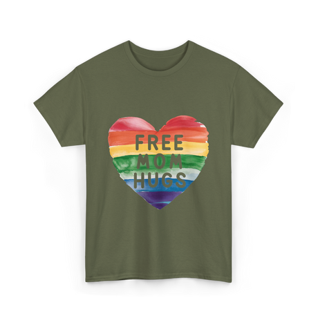 Free Mom Hugs LGBTQ Pride T-Shirt - Military Green