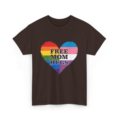 Free Mom Hugs Love Support T-Shirt - Dark Chocolate