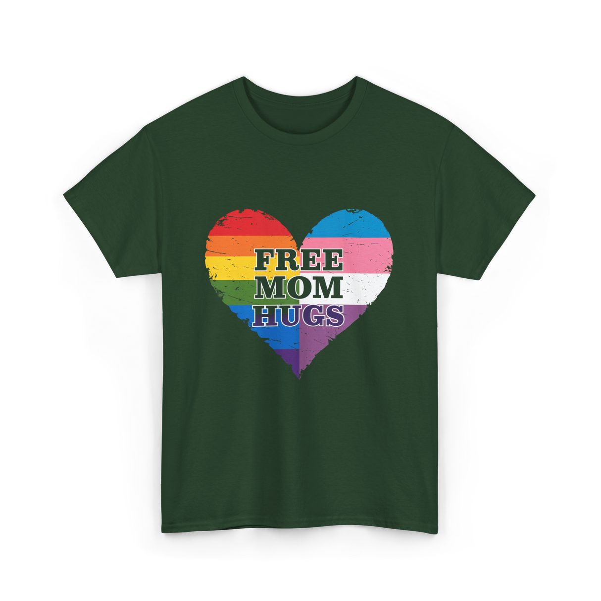 Free Mom Hugs Love Support T-Shirt - Forest Green