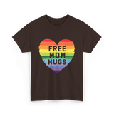 Free Mom Hugs Pride Love T-Shirt - Dark Chocolate