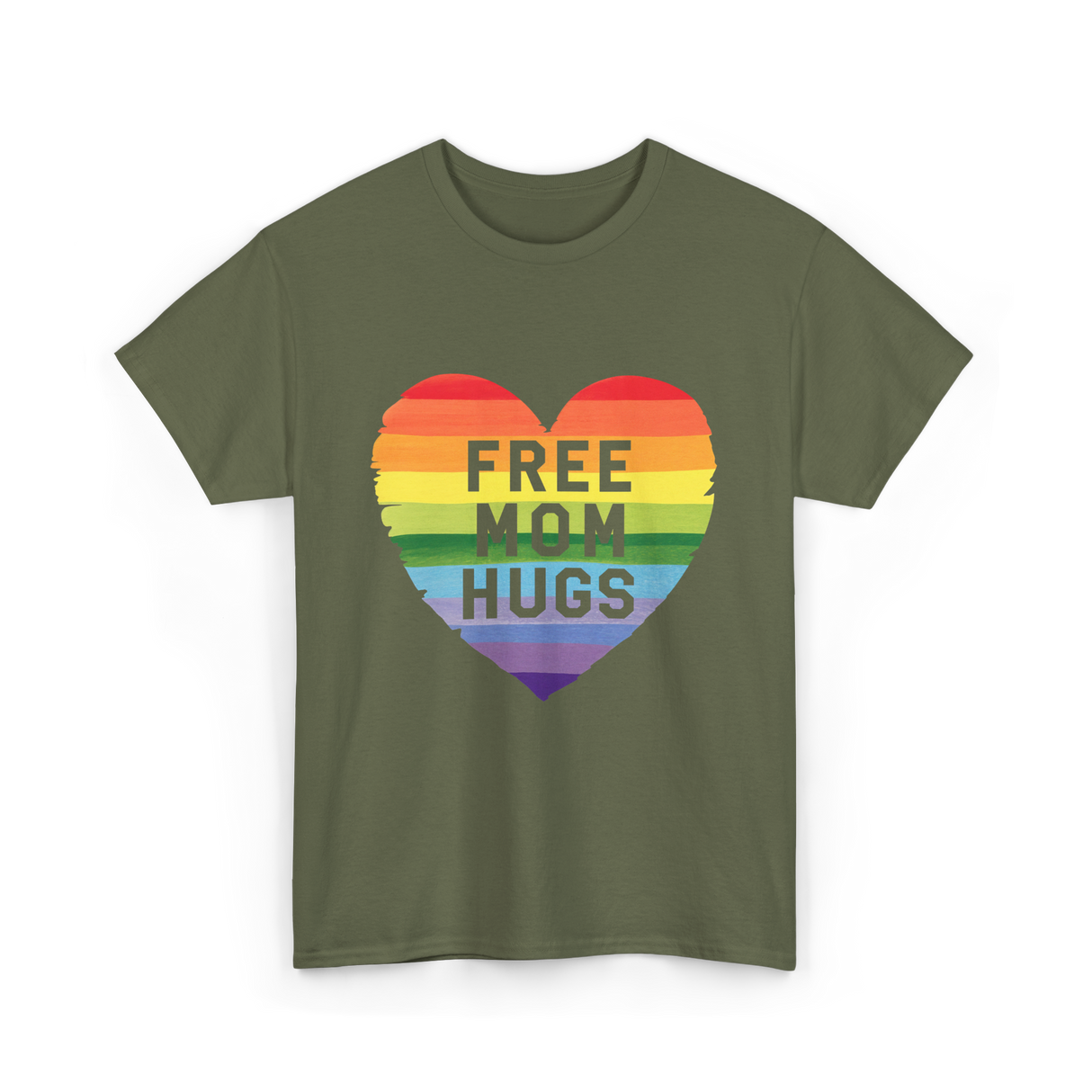 Free Mom Hugs Pride Love T-Shirt - Military Green