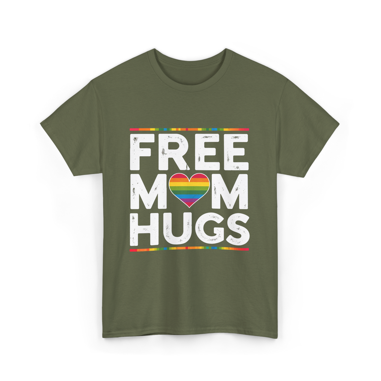 Free Mom Hugs Pride T-Shirt - Military Green