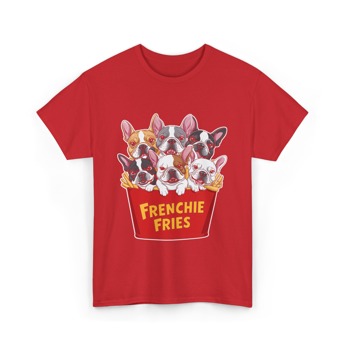 Frenchie Fries Bulldog Dog Lovers T-Shirt - Red