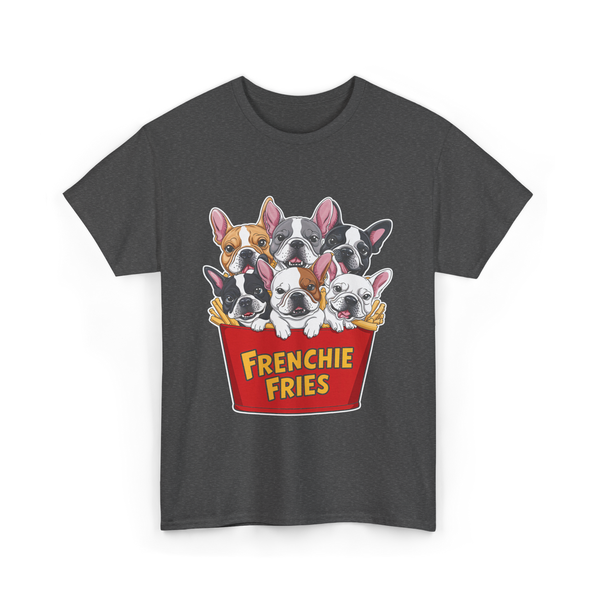 Frenchie Fries Bulldog Dog Lovers T-Shirt - Dark Heather