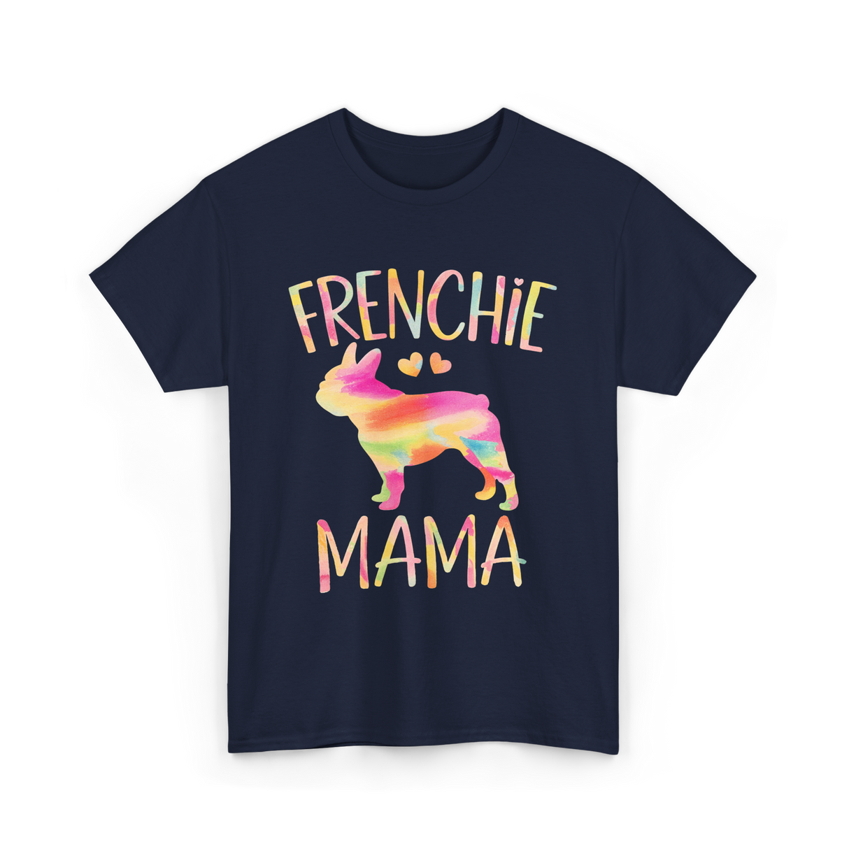 Frenchie Mama Colorful Bulldog T-Shirt - Navy