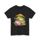 Frog Eating Ramen Japanese T-Shirt - Black