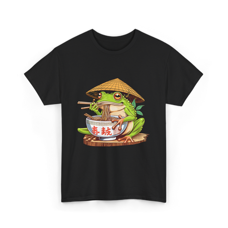 Frog Eating Ramen Japanese T-Shirt - Black