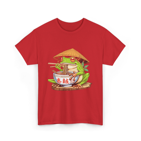 Frog Eating Ramen Japanese T-Shirt - Red