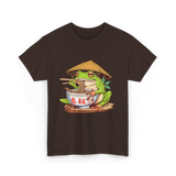 Frog Eating Ramen Japanese T-Shirt - Dark Chocolate