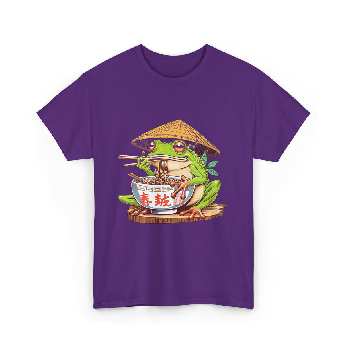 Frog Eating Ramen Japanese T-Shirt - Purple