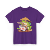 Frog Eating Ramen Japanese T-Shirt - Purple