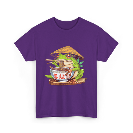 Frog Eating Ramen Japanese T-Shirt - Purple