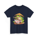 Frog Eating Ramen Japanese T-Shirt - Navy