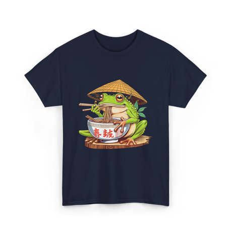 Frog Eating Ramen Japanese T-Shirt - Navy