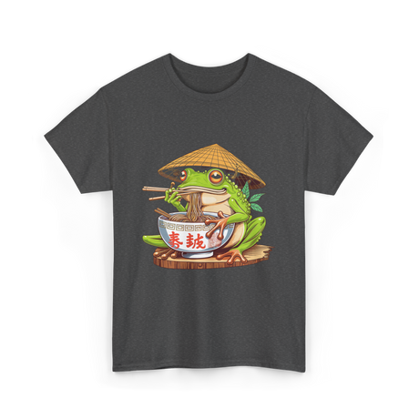 Frog Eating Ramen Japanese T-Shirt - Dark Heather